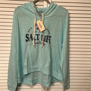 Salt Life Womens Long Sleeve Tee with Hood Aqua XL